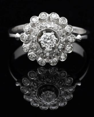 ANELLO VINTAGE IN ORO BIANCO 18 KT 750 BRILLANTI