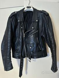 Chiodo biker in pelle originale anni '80 taglia 48