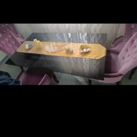 tavolo in vetro e 6 sedie in velluto rosa 