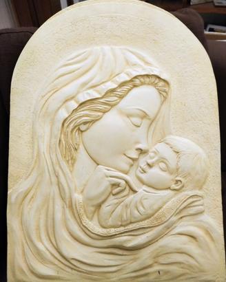 quadro scultura Madonna con bambino 