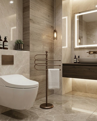 Piantana da Bagno in Bronzo con 3 Aste Girevoli