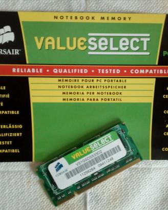 Memoria Corsair sodimm 1Gb DDr2 533Mghz PC2-4200