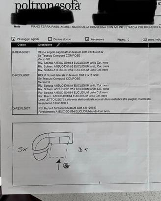 Divano angolare con letto e pouf,