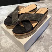 Ciabatte Lisa-w N.39 Pelle e Paglia con Strass