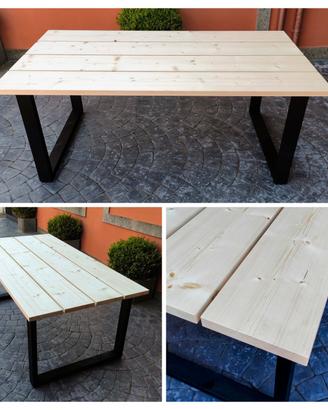 Tavolo industrial design legno massello 