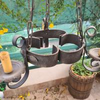 Lampadario In Ferro Battuto 3 lumi luci rustico ar