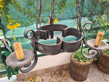 Lampadario In Ferro Battuto 3 lumi luci rustico ar