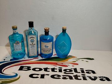 SET GIN AZZURRO 4 BOTTIGLIE VUOTE 