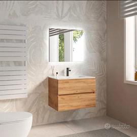 Mobile bagno sospeso 70 cm rovere con due cassetti