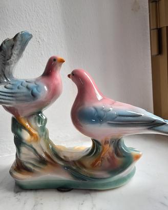 Statuetta Vintage Ceramica Tortorelle Anni 50/60