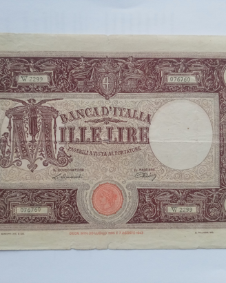 1000 lire grande " M" Barbetti d.m. 18.01.1947