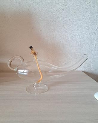 Lampada a spirito in vetro con stoppino