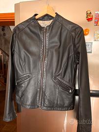 Giacchetto corto in vera pelle nero donna