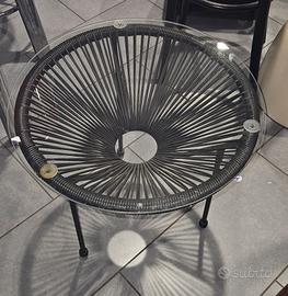 tavolino da caffè in filo di plastica vintage 