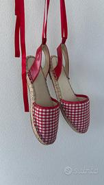 Espadrillas Guess rosse a quadretti con nastri