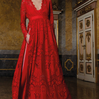 Abito vestito ANIYE BY rosso pizzo lungo cerimonia