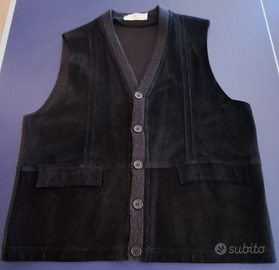 Gilet smanicato unisex scamosciato e lana
