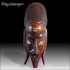 Maschera Tribale Africana Vintage In Legno Intagli
