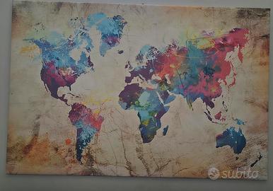 Quadro mappamondo colorato 