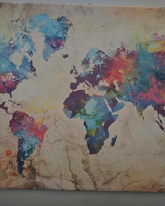 Quadro mappamondo colorato 