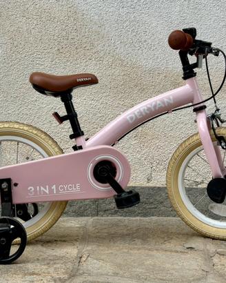 Bici bambini DERYAN Luxe 3in1, 14” rosa