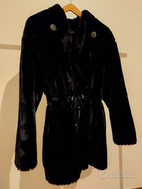 Giaccone ecopelle donna blu nuovo