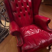 Poltrona Chesterfield in vera pelle rossa