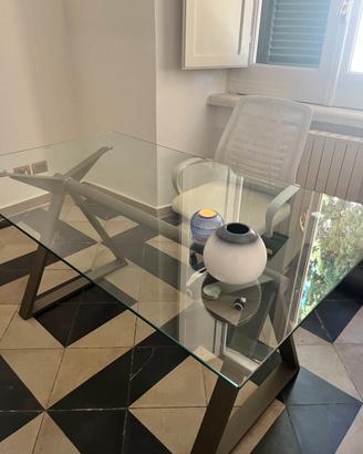 SCRIVANIA UFFICIO DESIGN IN VETRO + SEDIA OPERATIV