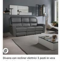 Divano elettrico in vera pelle reclinabile