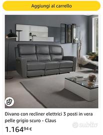 Divano elettrico in vera pelle reclinabile