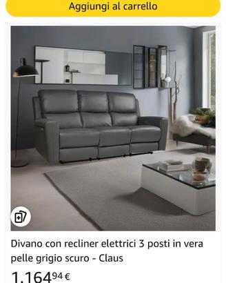Divano elettrico in vera pelle reclinabile