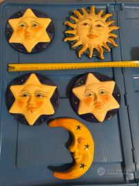 5 decirazioni da parete  sole luna stelle