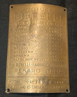 targhetta moto benelli epoca