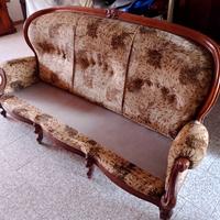 Divano 3 posti telaio in legno e imbottitura vellu