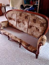 Divano 3 posti telaio in legno e imbottitura vellu