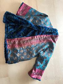 Giacca in broccato jacquard & eco-pelliccia