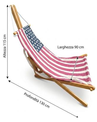 Rara sedia a sdraio con bandiera USA e coperta