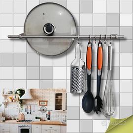 Porta Utensili da Cucina con Ganci (Inox 100cm)