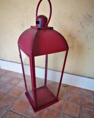 Lanterna grande metallo rosso