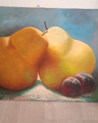 Serie di 3 dipinti olio su tela 60x80 nature morte