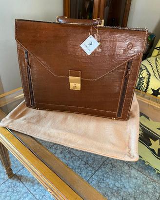 Borsa/cartella uomo in vera pelle marrone