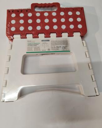 Sgabello pieghevole bianco e rosso 22x29x22 cm