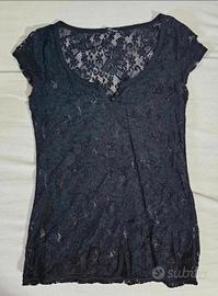 Maglietta pizzo nera Tally Weijl taglia M – elegan