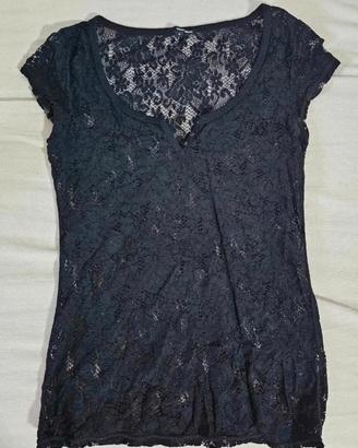 Maglietta pizzo nera Tally Weijl taglia M – elegan