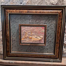 Quadro decorativo con vera lamina in argento