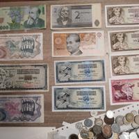 banconote varie e monete 