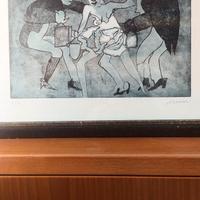 Incisione Mino Maccari, prova d'autore, 1975, 35x5