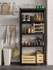 Scaffale profondo nero in metallo