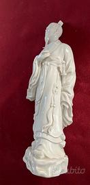 statua di guerriero in porcellana cinese bianca