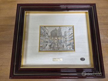 Quadro bassorilievo argento Ancona con certificato